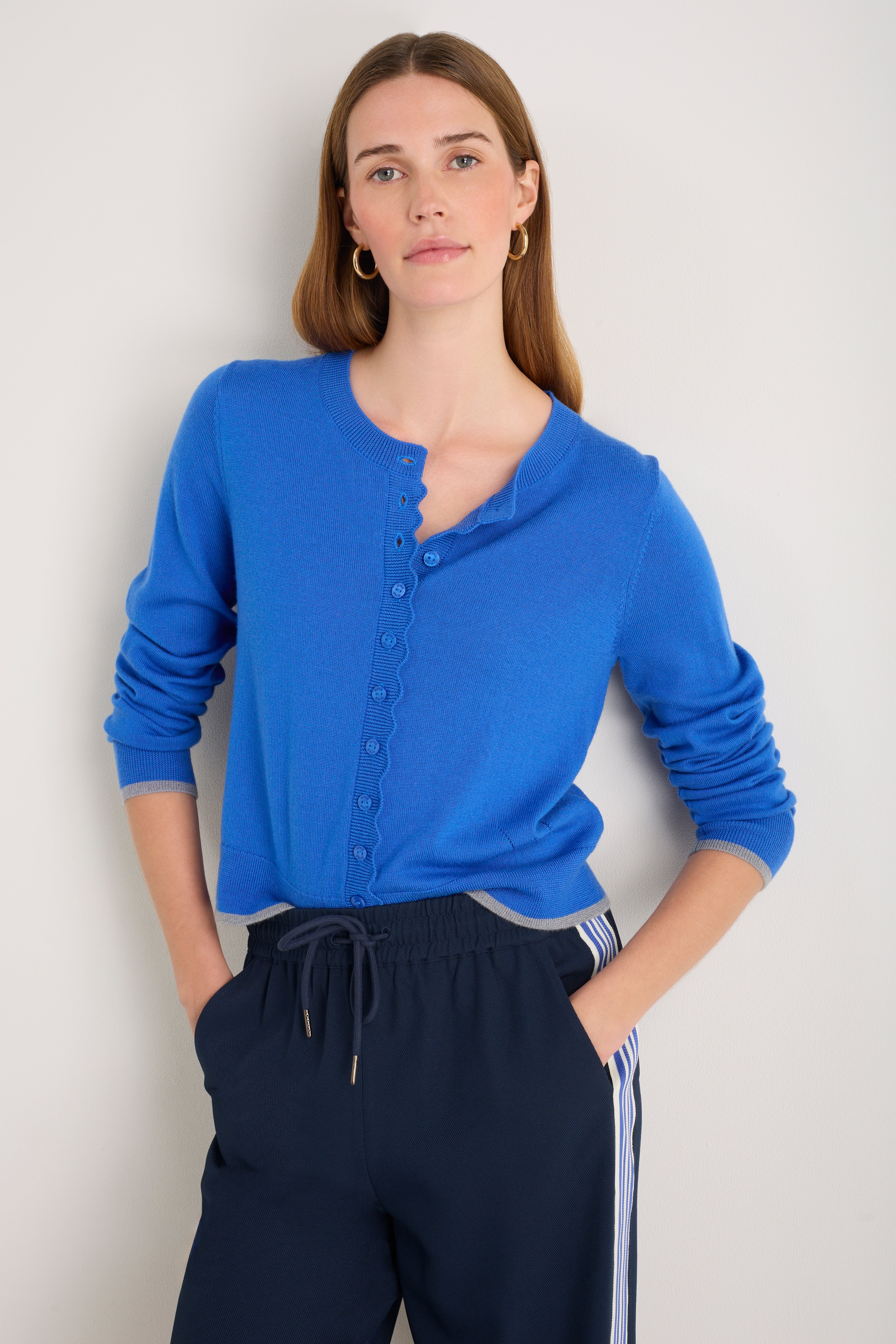 Fleurine Cropped Cardigan - Cobalt Blue