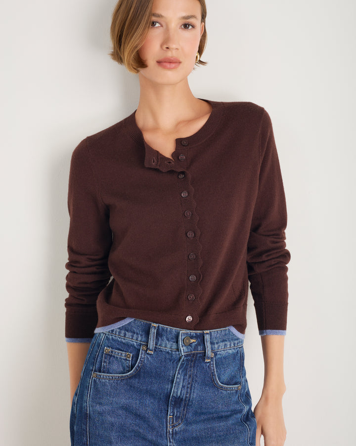 Fleurine Cropped Cardigan - Cocoa