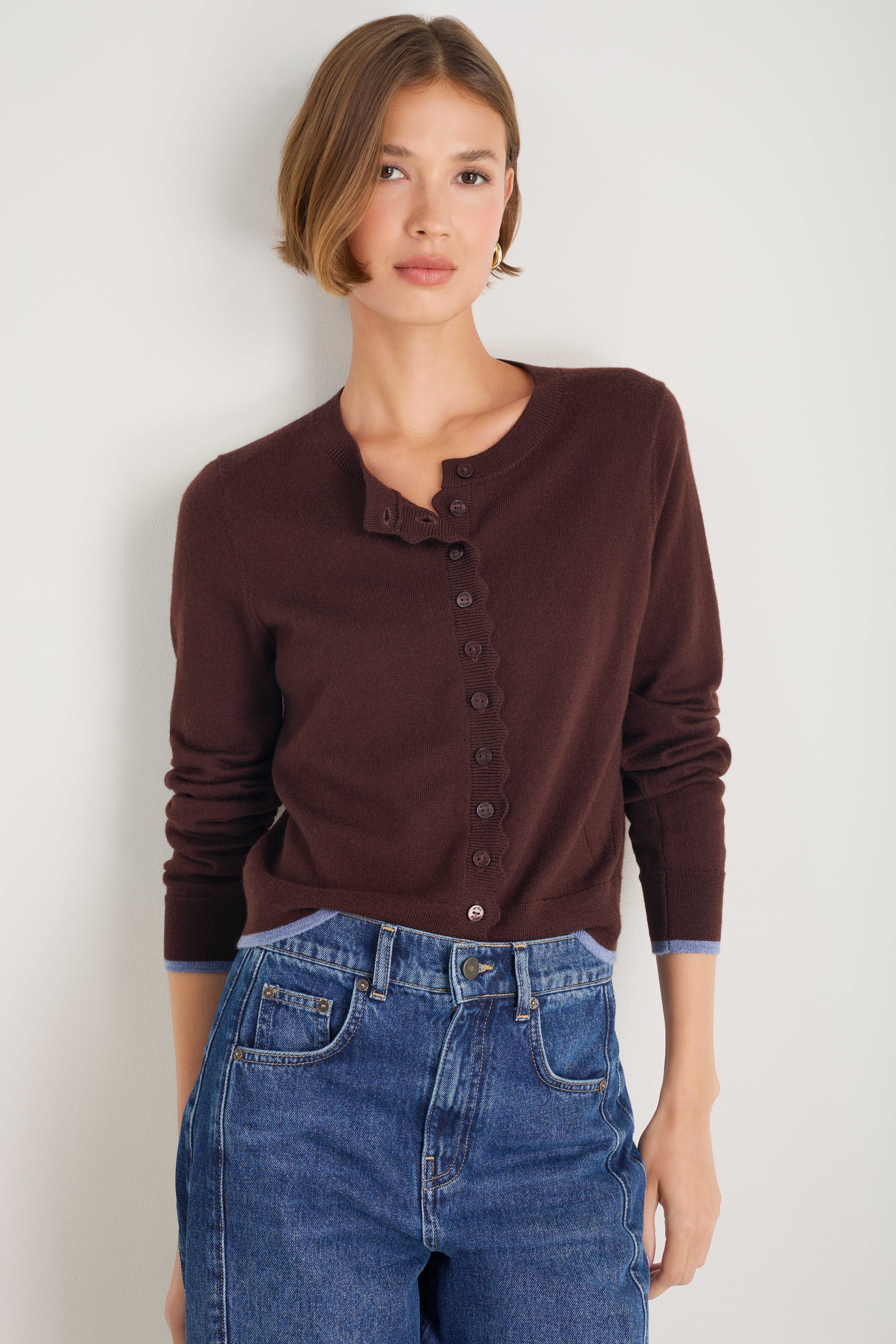 Fleurine Cropped Cardigan - Cocoa