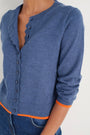 Fleurine Cropped Cardigan - Denim Blue Melange