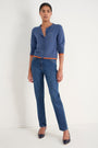 Fleurine Cropped Cardigan - Denim Blue Melange