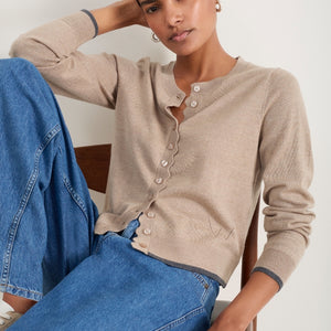 Fleurine Cropped Cardigan - Oat Melange