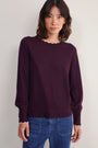 Fleurine Scallop Jumper - Aubergine/Oat Trim