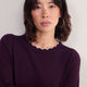 Fleurine Scallop Jumper - Aubergine/Oat Trim