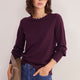 Fleurine Scallop Jumper - Aubergine/Oat Trim