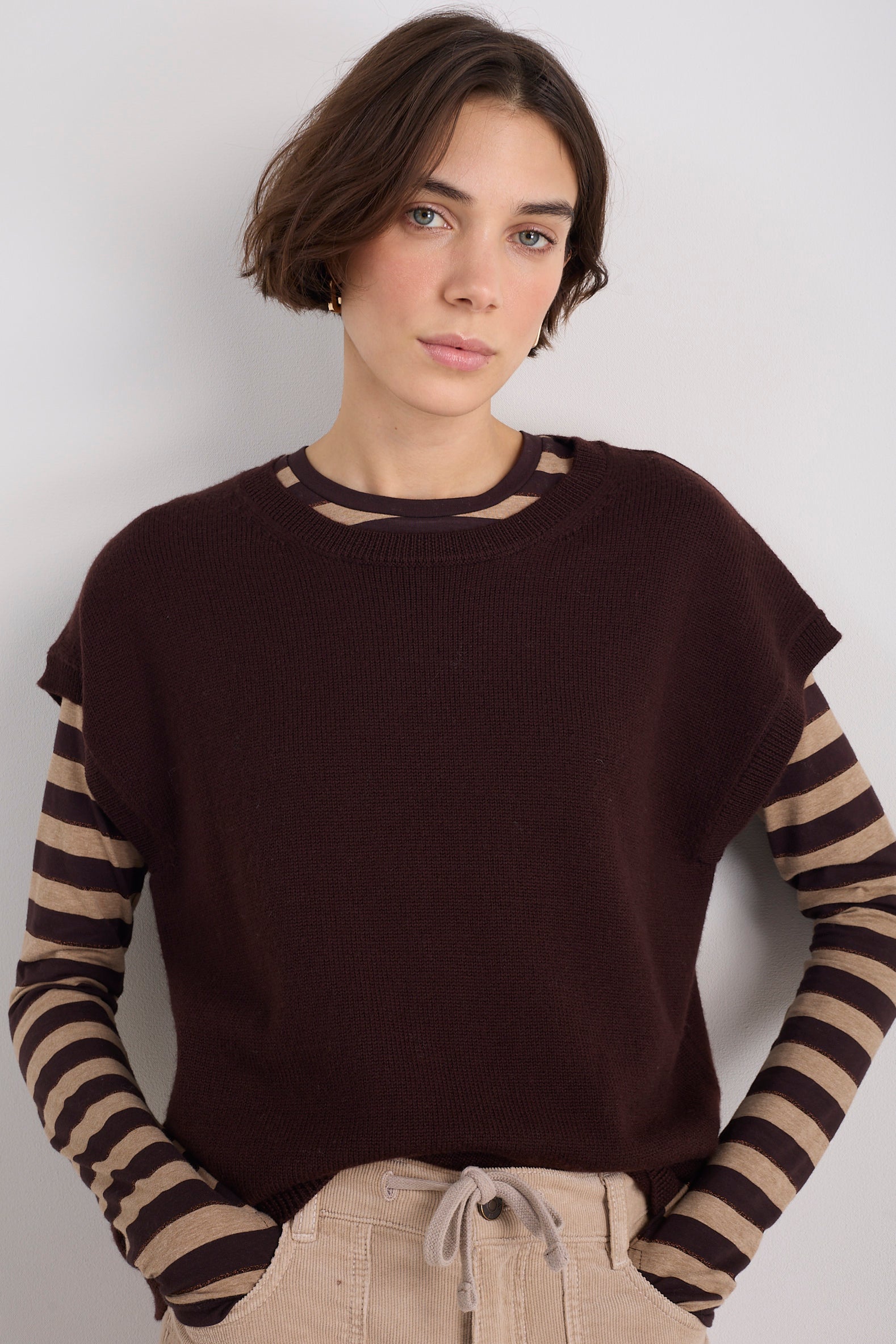 Fleur Merino Tank - Cocoa