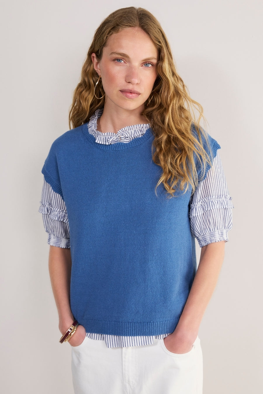 Fleurine Linen Cotton Tank - Coastal Blue