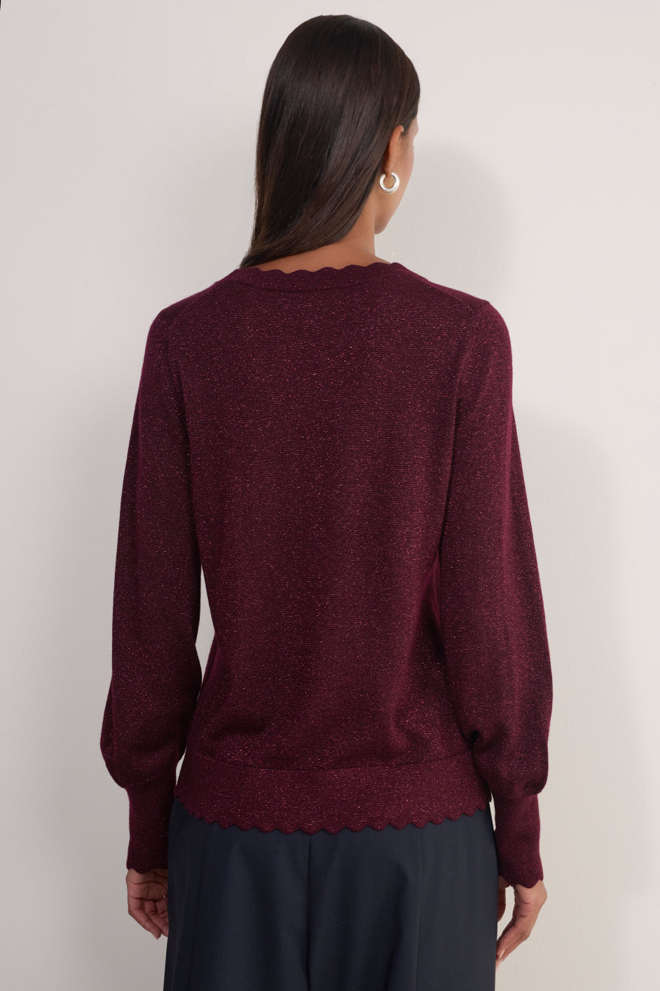 Fleurine Scallop Jumper - Aubergine Sparkle