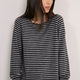 Fleurine Scallop Jumper - Black/Grey Micro Stripe