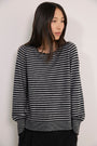 Fleurine Scallop Jumper - Black/Grey Micro Stripe