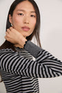 Fleurine Scallop Jumper - Black/Grey Micro Stripe