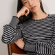 Fleurine Scallop Jumper - Black/Grey Micro Stripe