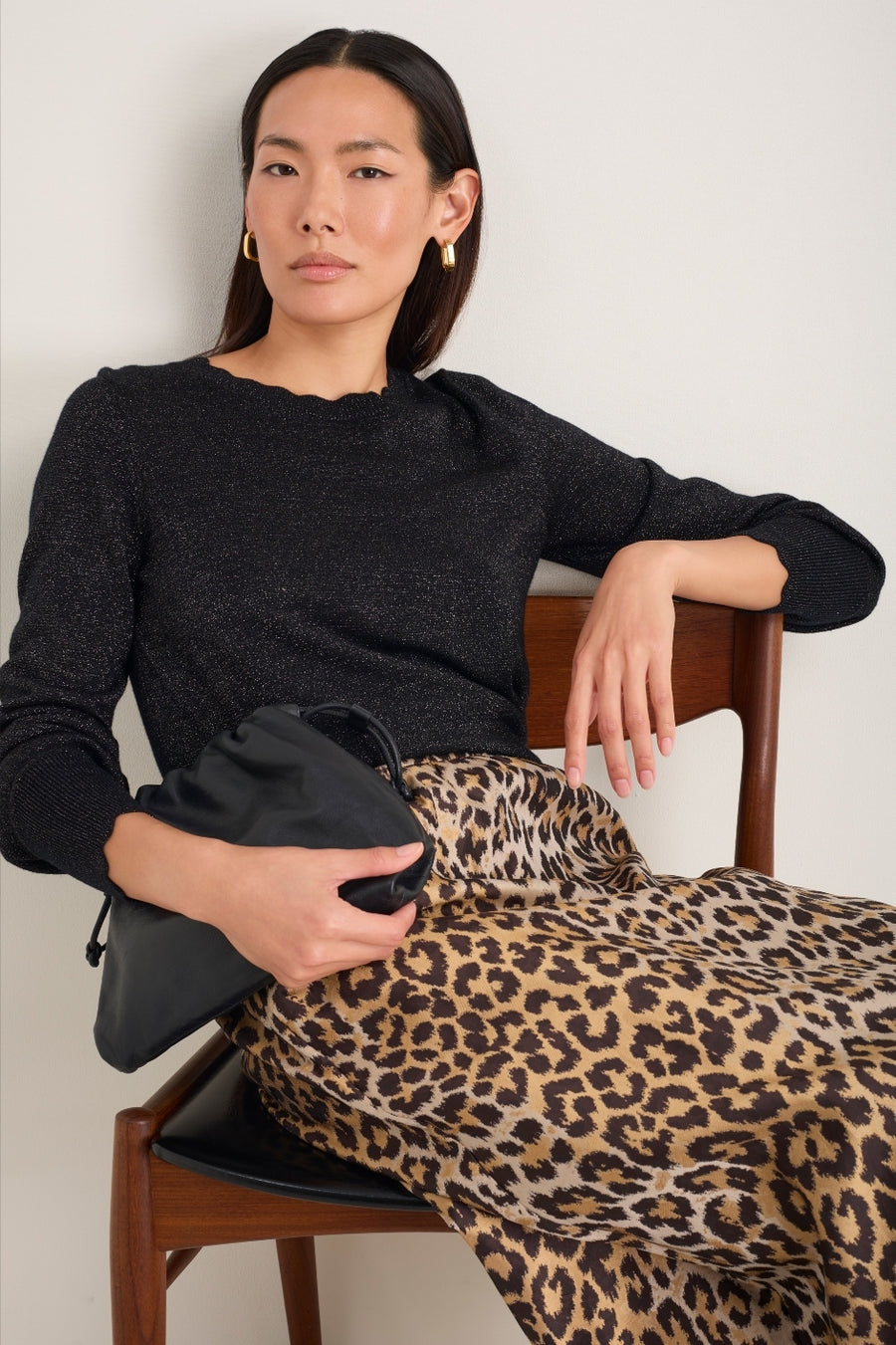 Fleurine Scallop Jumper - Black Sparkle