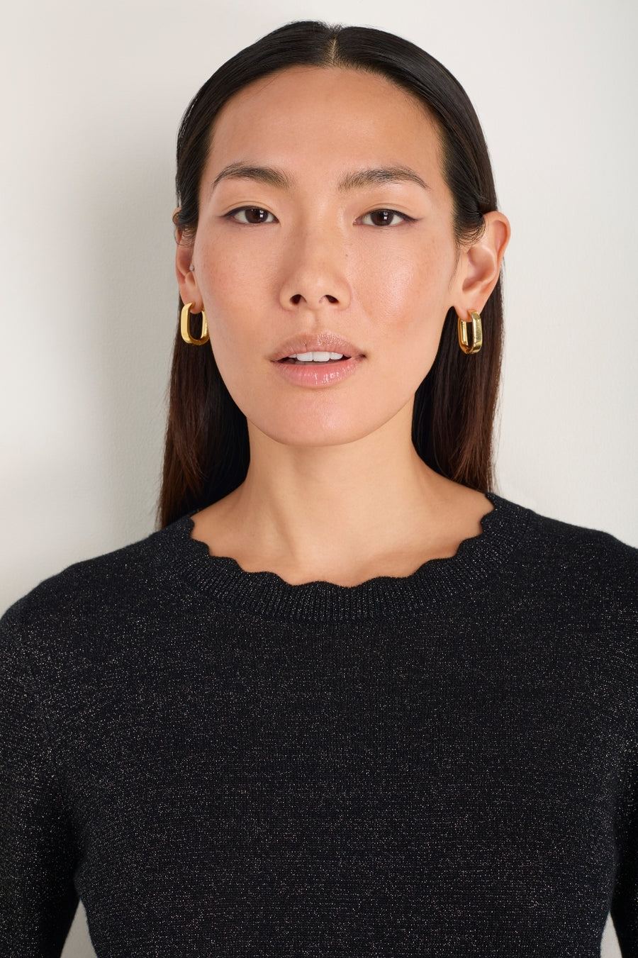 Fleurine Scallop Jumper - Black Sparkle