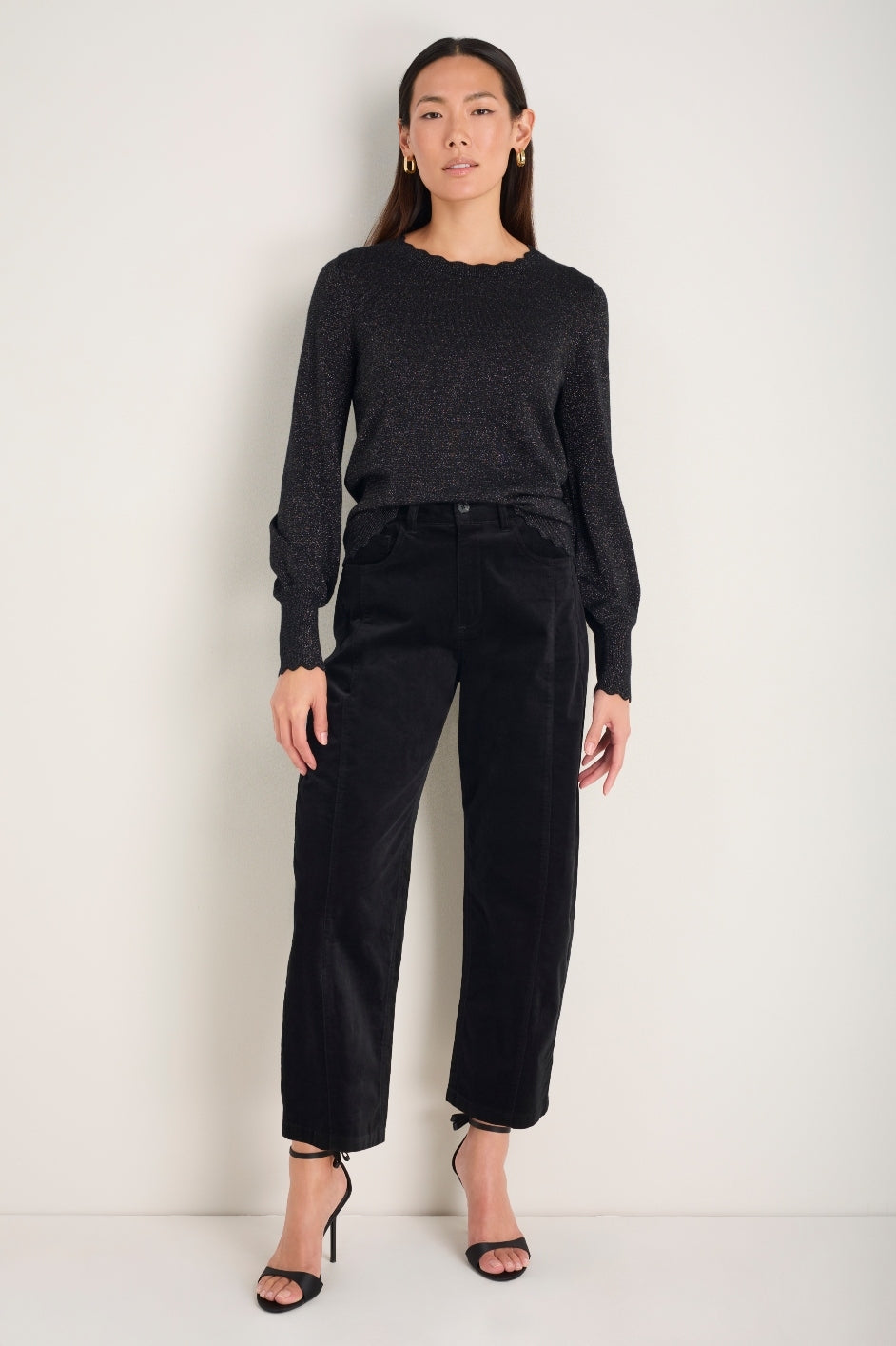 Fleurine Scallop Jumper - Black Sparkle