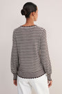 Fleurine Scallop Jumper - Chocolate/Ivory Micro Stripe