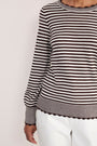 Fleurine Scallop Jumper - Chocolate/Ivory Micro Stripe