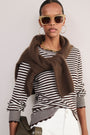 Fleurine Scallop Jumper - Chocolate/Ivory Micro Stripe