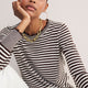 Fleurine Scallop Jumper - Chocolate/Ivory Micro Stripe