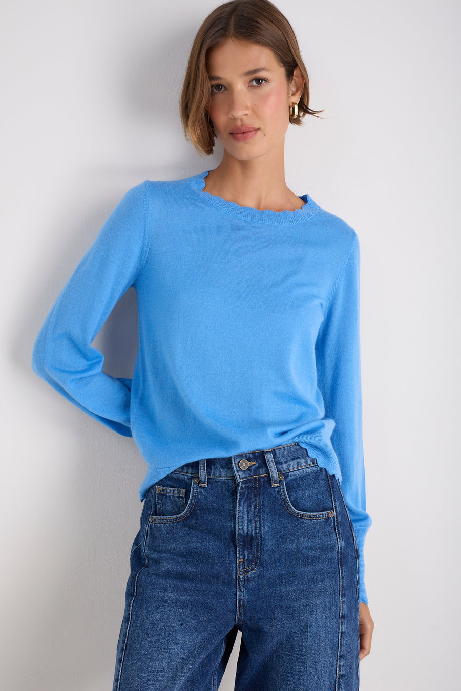 Fleurine Scallop Jumper - Coastal Blue