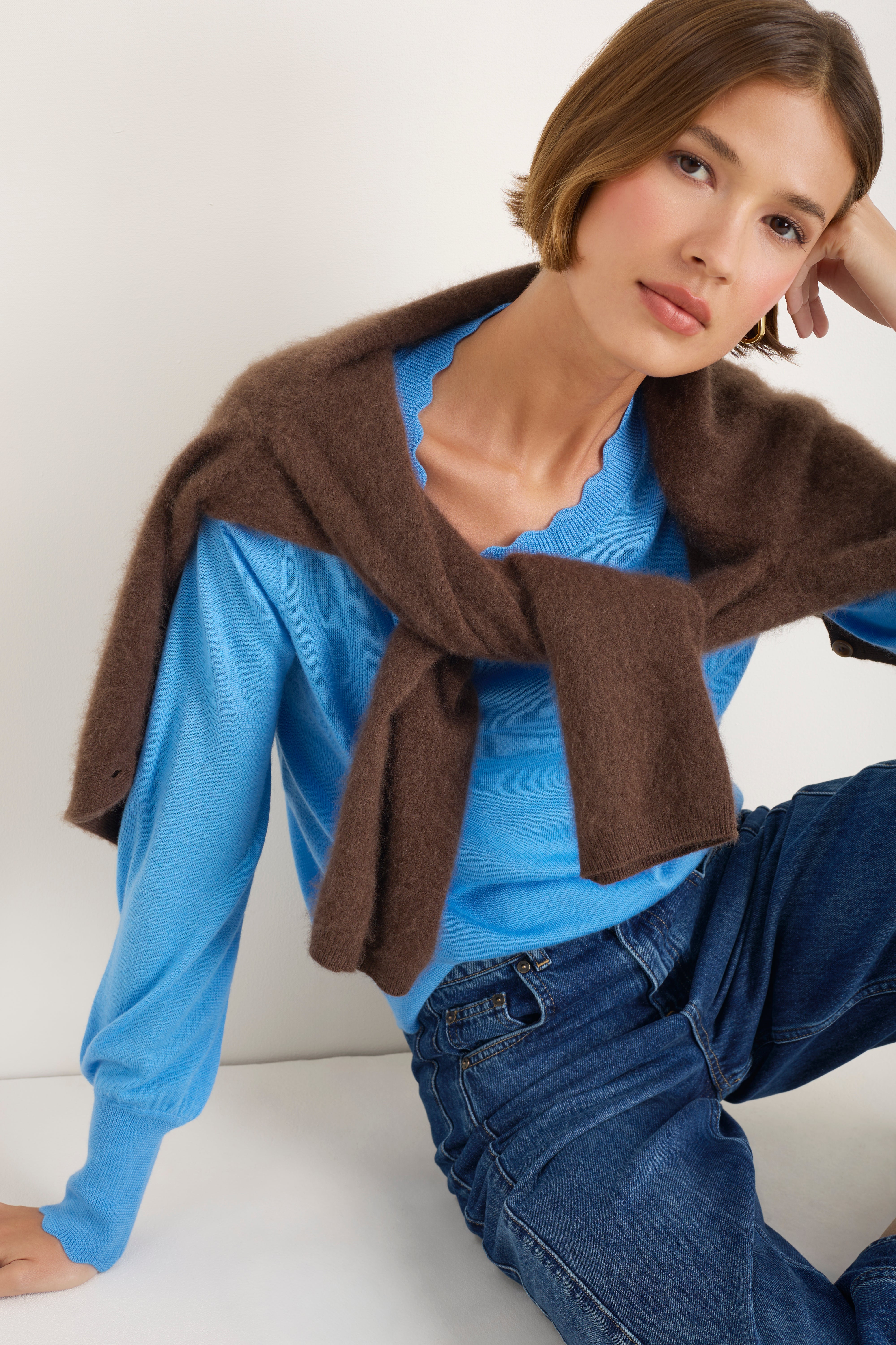 Fleurine Scallop Jumper - Coastal Blue