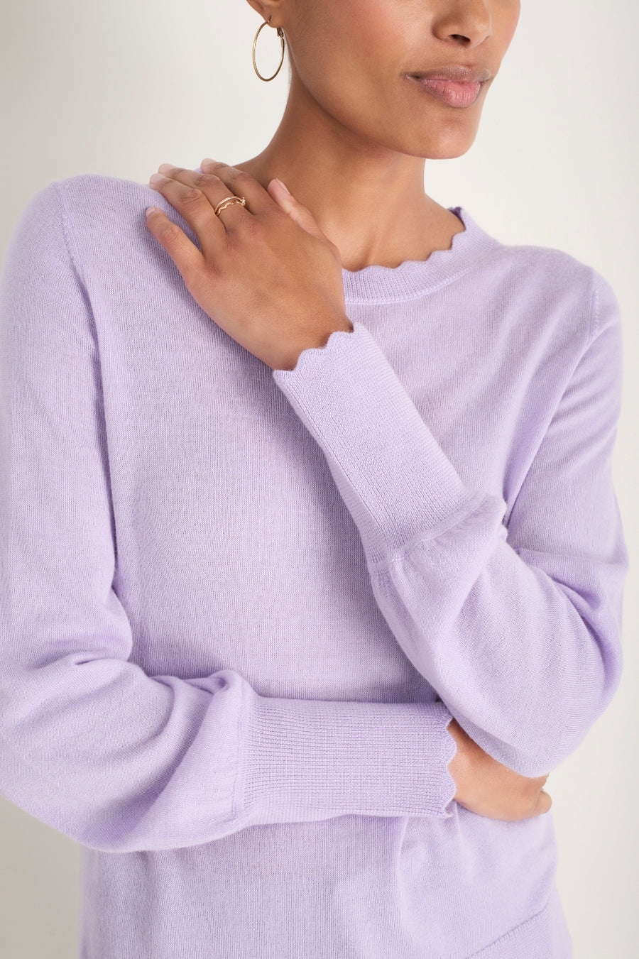 Fleurine Scallop Jumper - Cool Iris