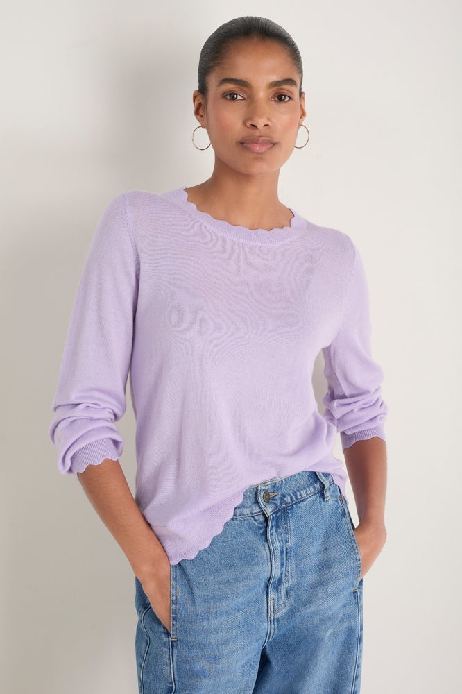 Fleurine Scallop Jumper - Cool Iris