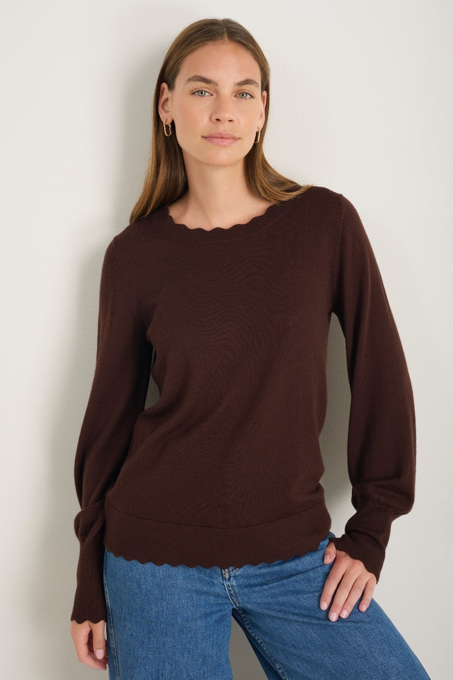 Fleurine Scallop Jumper - Espresso