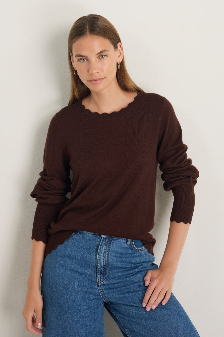 Fleurine Scallop Jumper - Espresso