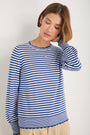 Fleurine Scallop Jumper - Midnight/Ivory Micro Stripe