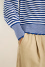 Fleurine Scallop Jumper - Midnight/Ivory Micro Stripe