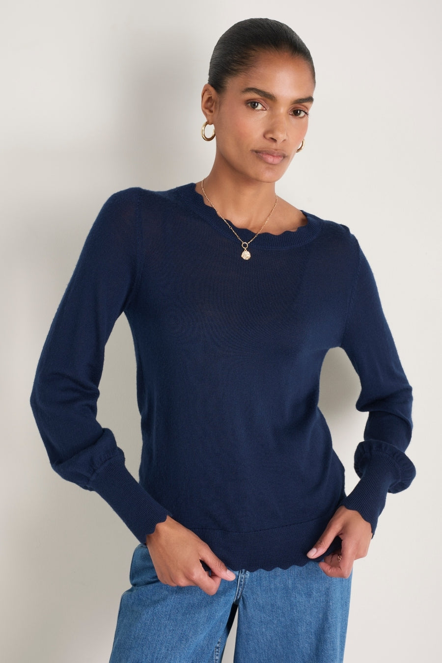 Fleurine Scallop Jumper - Midnight
