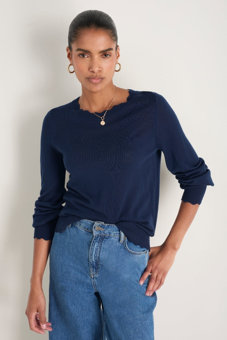 Fleurine Scallop Jumper - Midnight