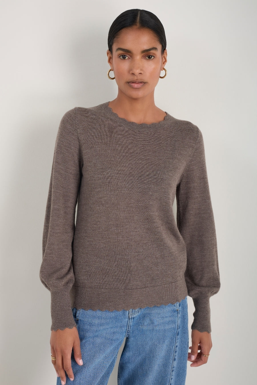 Fleurine Scallop Jumper - Mole