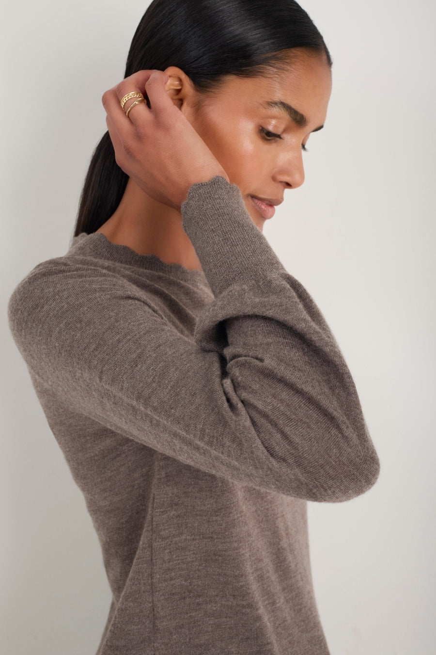 Fleurine Scallop Jumper - Mole