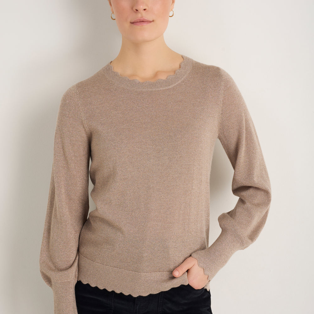 Fleurine Scallop Jumper - Oat Sparkle