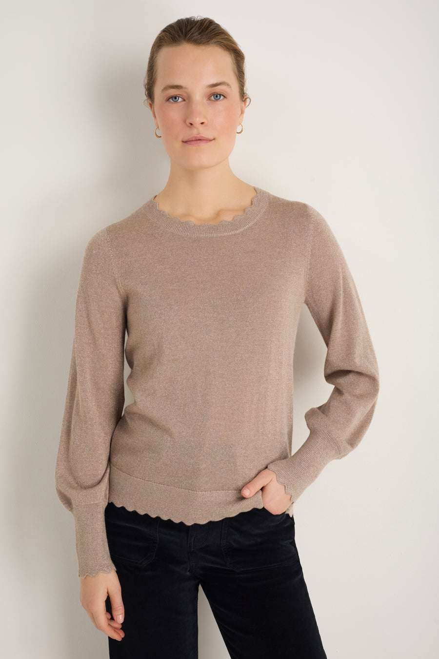 Fleurine Scallop Jumper - Oat Sparkle