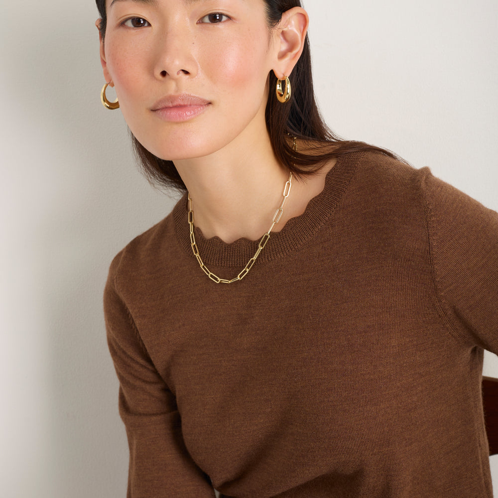 Fleurine Scallop Jumper - Warm Cocoa