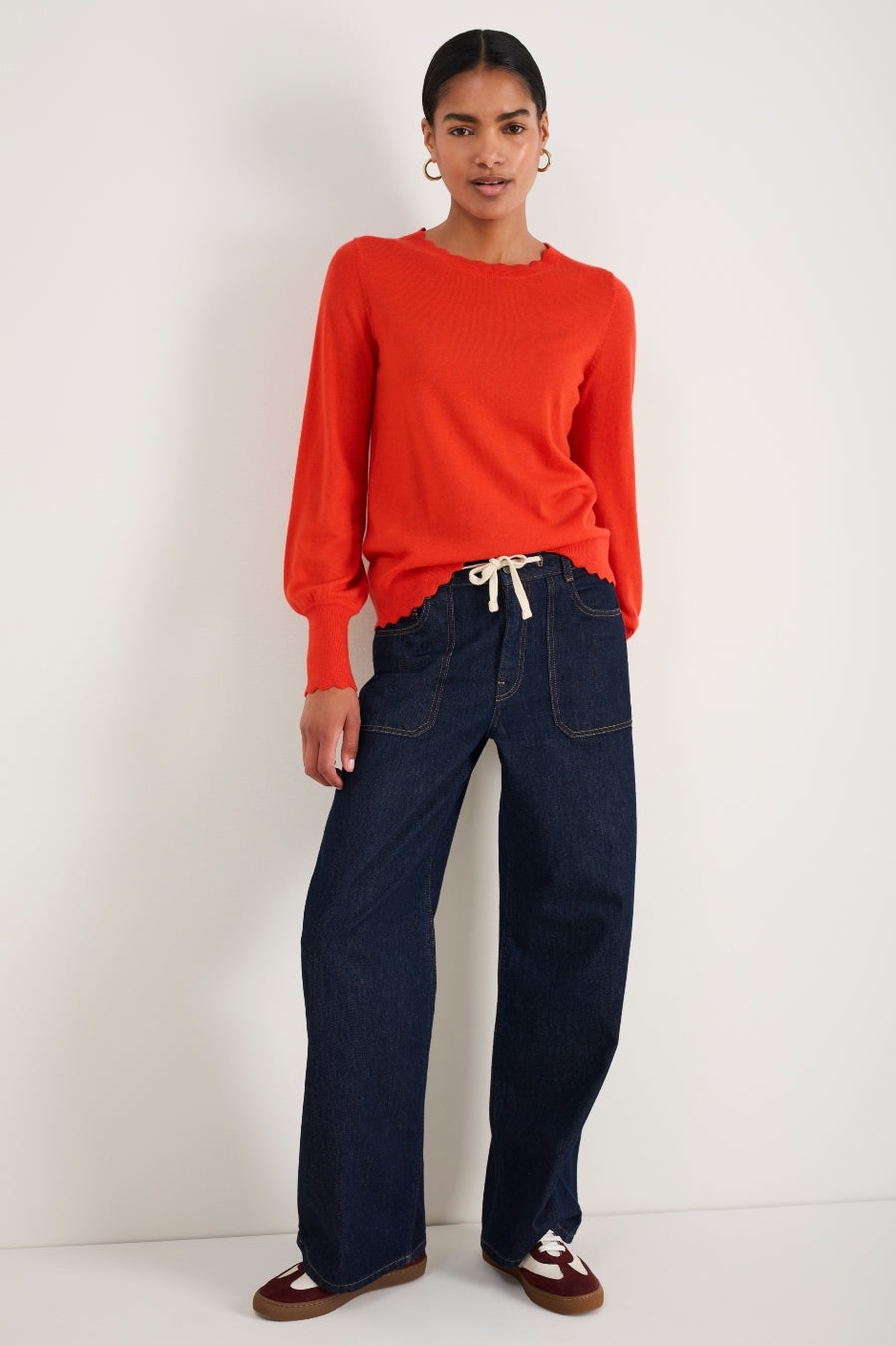 Fleurine Scallop Jumper - Bitter Orange