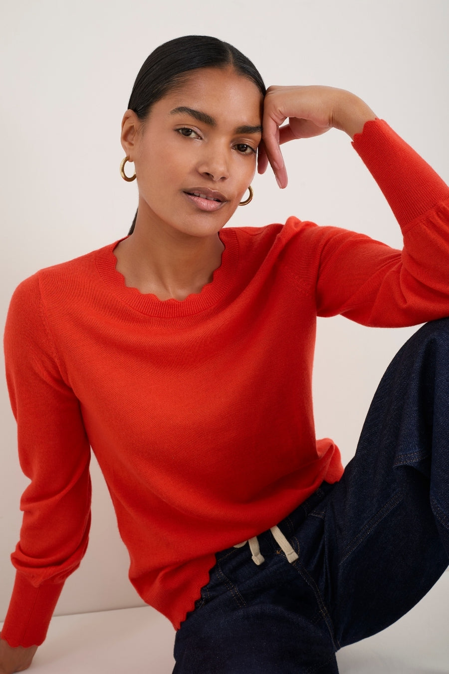 Fleurine Scallop Jumper - Bitter Orange