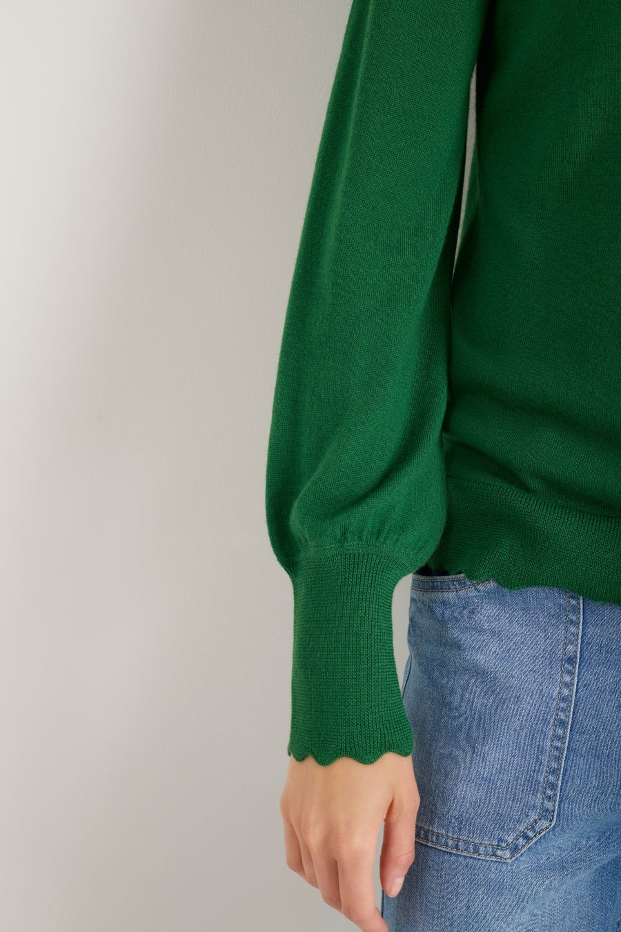 Fleurine Scallop Jumper - Dark Jade Green