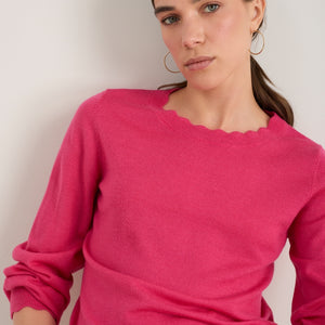 Fleurine Scallop Jumper - Raspberry Pink