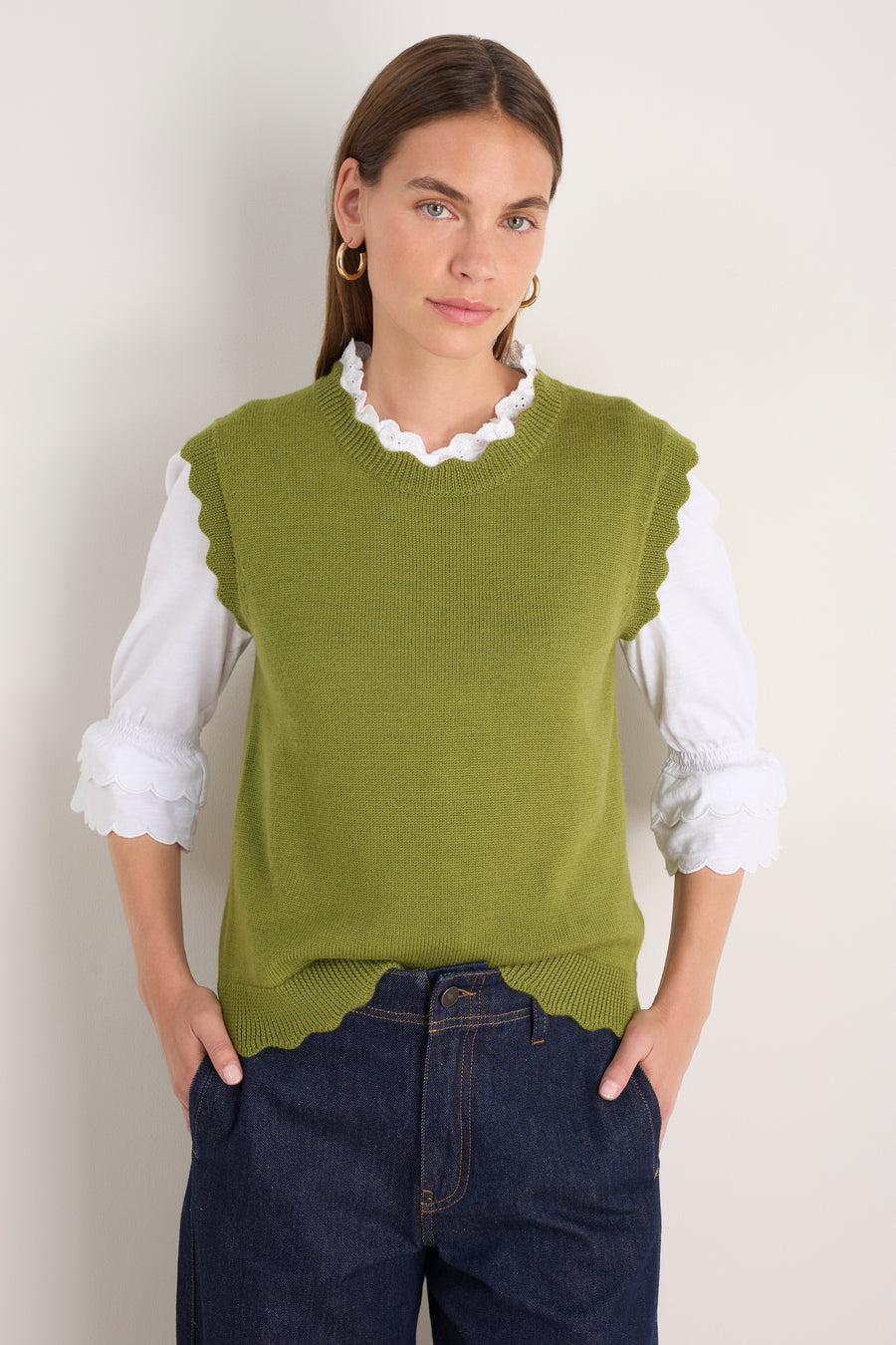 Fleurine Scallop Tank - Deep Olive