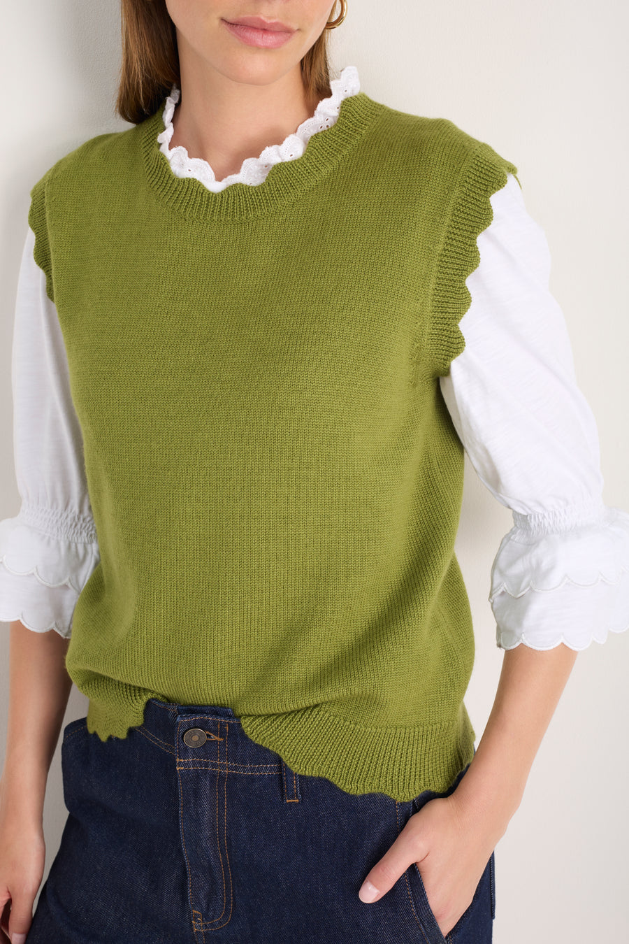 Fleurine Scallop Tank - Deep Olive