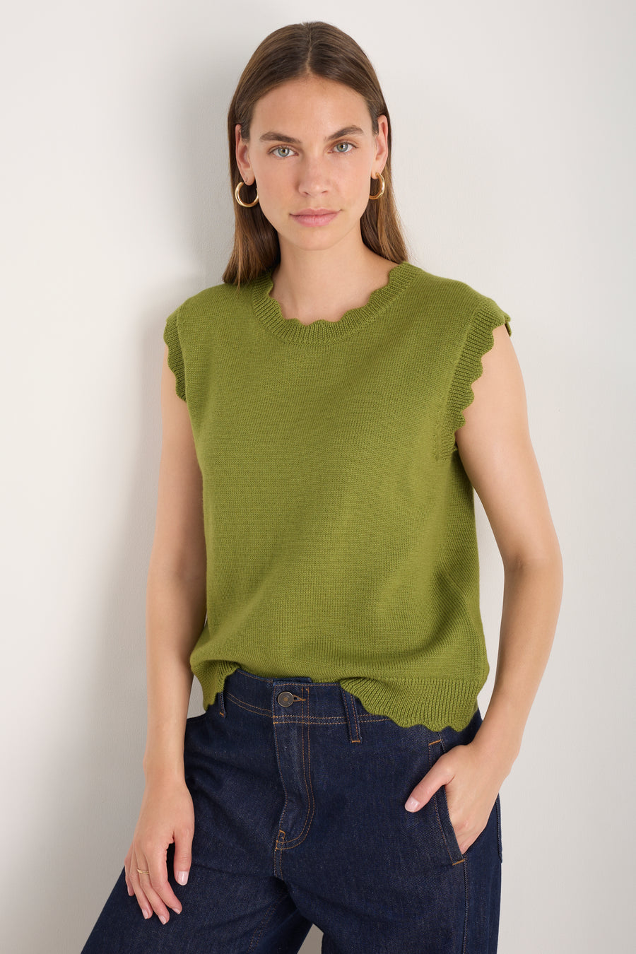 Fleurine Scallop Tank - Deep Olive