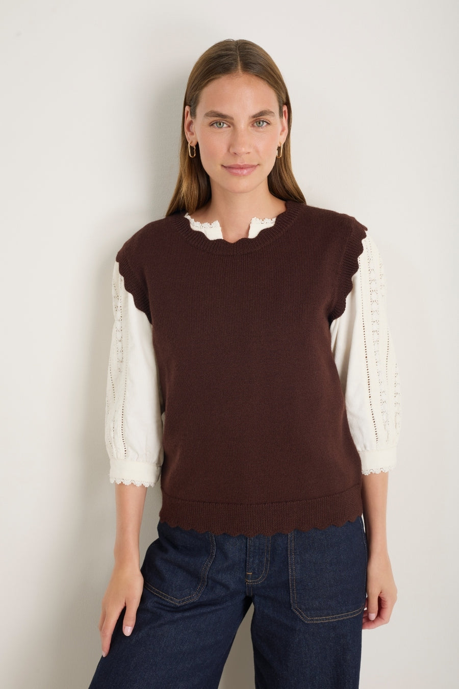 Fleurine Scallop Tank - Espresso