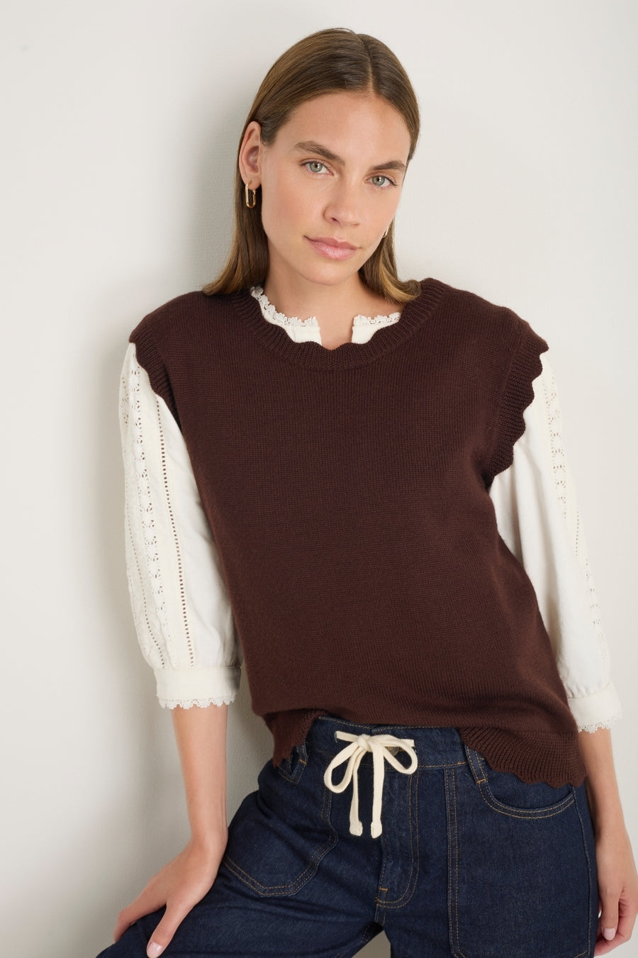 Fleurine Scallop Tank - Espresso