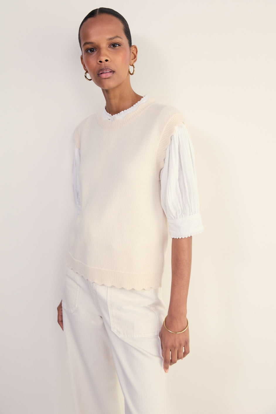 Fleurine Scallop Tank - Ivory