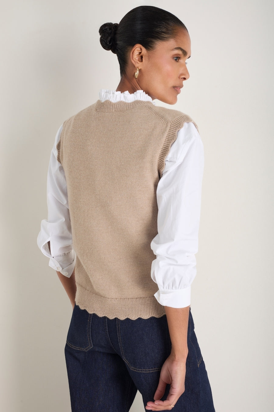 Fleurine Scallop Tank - Oat Marl