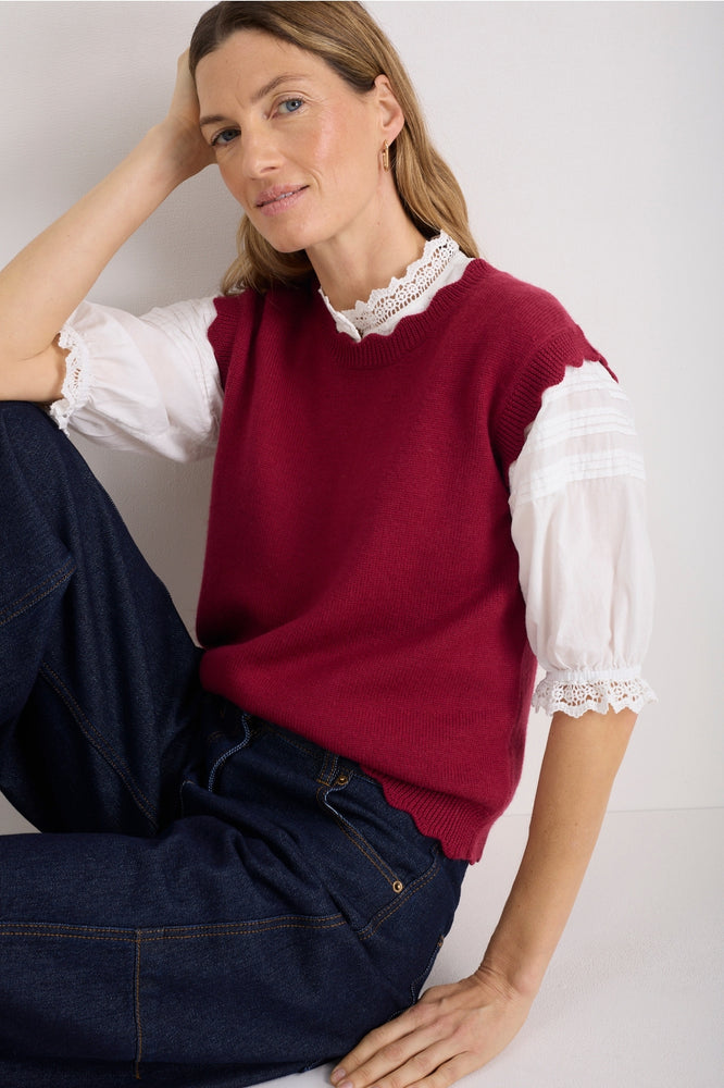 Fleurine Scallop Tank - Pomegranate Red